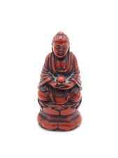 Mini Buddha Figur aus Resin Harz rot Feng Shui Vintage Deko H 5,5 cm