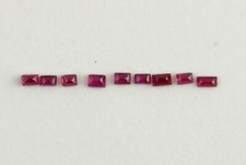 Konvolut 9x Natürliche Rubine 0,335ct 2,3mm x 1,5mm Baguette Smaragd Schliff Rot
