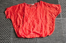 Made in Italy Damen Bluse Ballonbluse Gr.40/42 orange mit Spitze