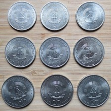 3x 5 Mark - 3x 10 Mark - 3x 20 Mark 1971/72 DDR
