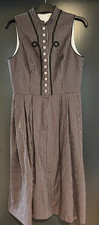 Damen Trachten Dirndl ärmellos Braun, Grau gestreift Gr. 44 v. Straßer-Dirndl