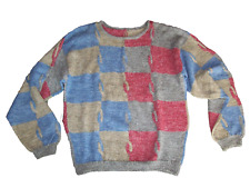 UNIKAT?%HANDARBEIT selbstgestrickt bunter Pullover 56 /2XL geometrisches Muster