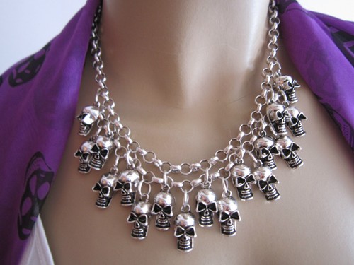 Totenkopf collier kurz hals - kurz,