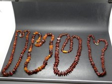 4 alte Bersteinketten polierte Bernsteine