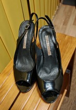 Slingpumps Peeptoe Buffalo Schwarz Gr. 36 Lackleder