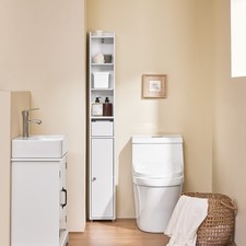 B-waren Badezimmerschrank Schmal Hochschrank Badregal Schrank BZR34-K-W-bwaren