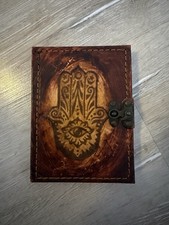 Notizbuch Hamsa Hand – Vintage Look, A6, Lederoptik, mit Schloss (defekt)