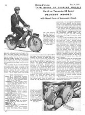 1958 Peugeot "BB Centri" 49cc Moped Motorrad Original Magazin Bericht Zuschnitt