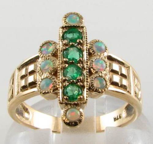 9ct gelbgold ring smaragd - 9k,