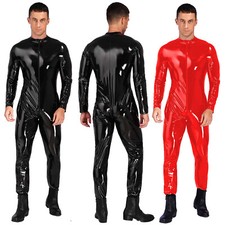 DE Männer Wetlook Body Catsuit Gothic Ganzanzug Herren Bodysuit Kostüm Clubwear