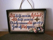 Bild Wandbild Tafel Spruch Sütterlin Blumen Goebel Marke ab 1923 Keramik
