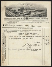 Rechnung Barleben-Magdeburg 1928, Gebrüder Spoer, Kakao- & Schokoladewerke, Fab 