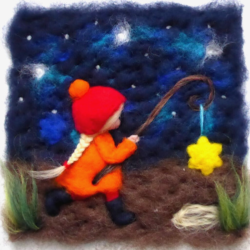 Wollbild laternenmädchen - ♥wollbild,