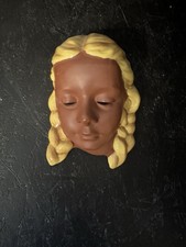 alte Cortendorf Keramik Maske 3413 Blondes Mädchen mit Zöpfen Vintage 50er Jahre