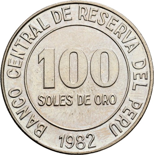 Peru 100 soles oro 1982 - 100, oro,