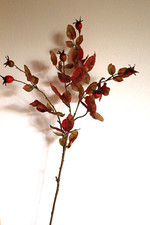 Hagebutten-Zweig 85 cm Orange/Grün • künstlich • Herbstdeko Winter Kunstblume