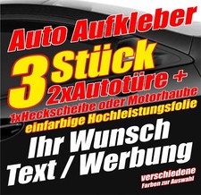 Autoaufkleber 3 Stück nach Wunsch Autowerbung Beschriftung Logo Plotterfolie 