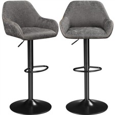 2er Set Barhocker Drehstuhl Arbeitshocker Barstuhl mit Rückenlehne & Fußstütze