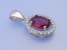 Echt 925 Silber rhodiniert Anhänger mit Zirkonia Steinen weiß rund rot oval