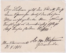 Hermann von Wissmann Afrikaforscher Autograph Handschrift Schiller Zitat 1903