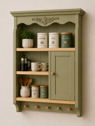 Landhaus wandregal mit schrank - landhaus,