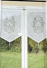 Scheibengardine,Stoff mit Häkeleinsatz, Rose,weiss ,45 x 60 cm