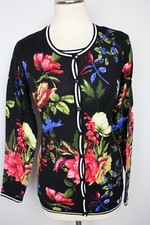 Damen Twinset Pulli + Cardigan bunte Blumen Glitzer Viskose OVANTI Gr.42,44