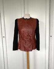 H&M Jacke Gr. S 36 schwarz rotbraun Lederimitat tailliert Lederjacke