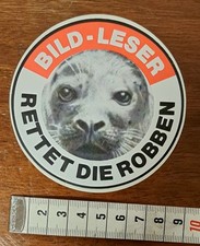 Alter Aufkleber Sticker Rettet die Robben, Nordsee, Tierschutz, Bild