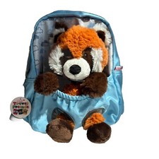 NICI Kinder Rucksack mit Plüschtier 21x26cm Roter Panda 25cm hellblau Tasche