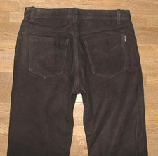 RICANO Herren- LEDERJEANS / Nubuk- Lederhose in schwarz W34 / L35