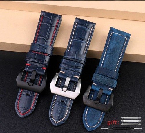 Blau leder uhrenarmband - 24,