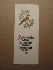 Lesezeichen:  Vogel mit Sinnspruch ca. 1950 DDR