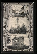 Ansichtskarte Schwarzenbach a. W., Prinz Luitpold-Turm, Münchs Weberei 