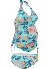 2-tlg Umstandstankini Gr. 40 Türkis Bedruckt Neu Umstands-Tankini Zweiteiler