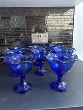 8 Vintage Kobaltblau Glas