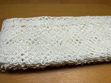 Klöppelspitze 6,7 Mtr Bordüre Spitze Borte Baumwolle Handarbeit beige Vintage