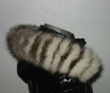 Blaufuchs Pelz Kapuze Kragen Echt Fell Jacke Parka Waschbär Fellkragen Schal 63