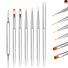 6 Stücke Nagel Nagellack Pinsel mit Deckel für Gelnägel Nail Art Nailart Set, LE