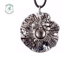 Halskette Anhänger Libelle Ø5cm Waserlilie Glücksbringer Geschenkidee Rarität