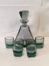 Art Deco Glas Karaffe + 6