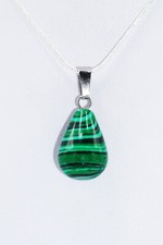 Silberkette mit Malachit Tropfen-Anhänger
