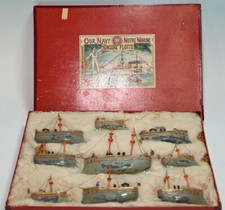 uraltes Uebelacker Set "Unsere Flotte" * 9 deutsche Marine Schiffe * vor 1900