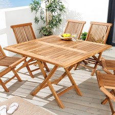 Massiver Gartenbeistelltisch EMPIRE TEAK 100cm natur Teakholz klappbar Holztisch