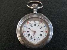 Taschenuhr Silber 800 Übergroße Eisenbahner Lepine mit Herz Zifferblatt 164 gr.