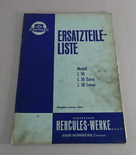 Teilekatalog Hercules Mofa L 50 / L 50 Extra / L 50 Luxus Stand 01/1968