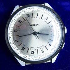 Große russ. RAKETA 24 STUNDEN  Armbanduhr - POLAR ANTARTIC - schware Lünette