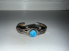 Vintage Navajo Armreif STERLING SILBER 925 Türkis Stein Handarbeit USA Southwest