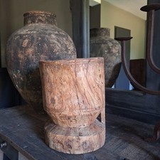 AURA PEEPERKORN XL HOLZ BOTTICH BUTTERFASS GEFÄß MÖRSER LANDHAUSSTIL UNIKAT