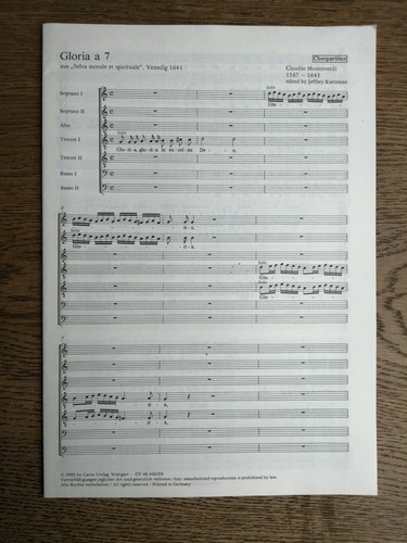 Chorpartitur monteverdi gloria - chorpartitur,